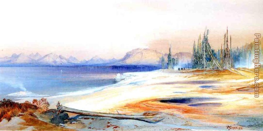 The Yellowstone Lake with Hot Springs painting - Thomas Moran The Yellowstone Lake with Hot Springs art painting